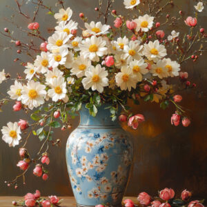 Alternative view of Tranh Canvas Bình Hoa Cúc Trắng Cổ Điển - Sang Trọng & Tinh Tế