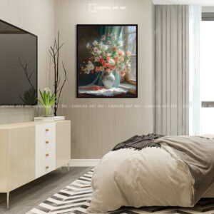 Tranh Canvas Bình Hoa Bên Cửa Sổ