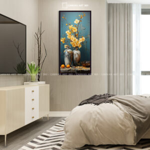 Tranh Canvas Bình Hoa Vàng Nghệ Thuật