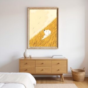 Tranh Canvas Chú Chó Và Cánh Đồng Vàng 2