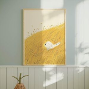 Tranh Canvas Chú Chó Và Cánh Đồng Vàng 1